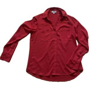 Express Red Button Up Blouse Women’s Size S